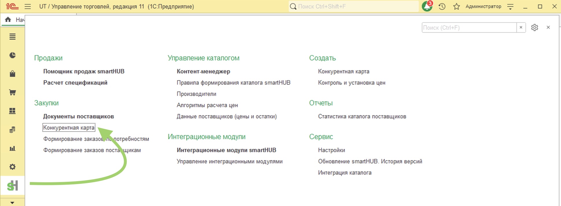Вызов конкурентной карты из потребностей